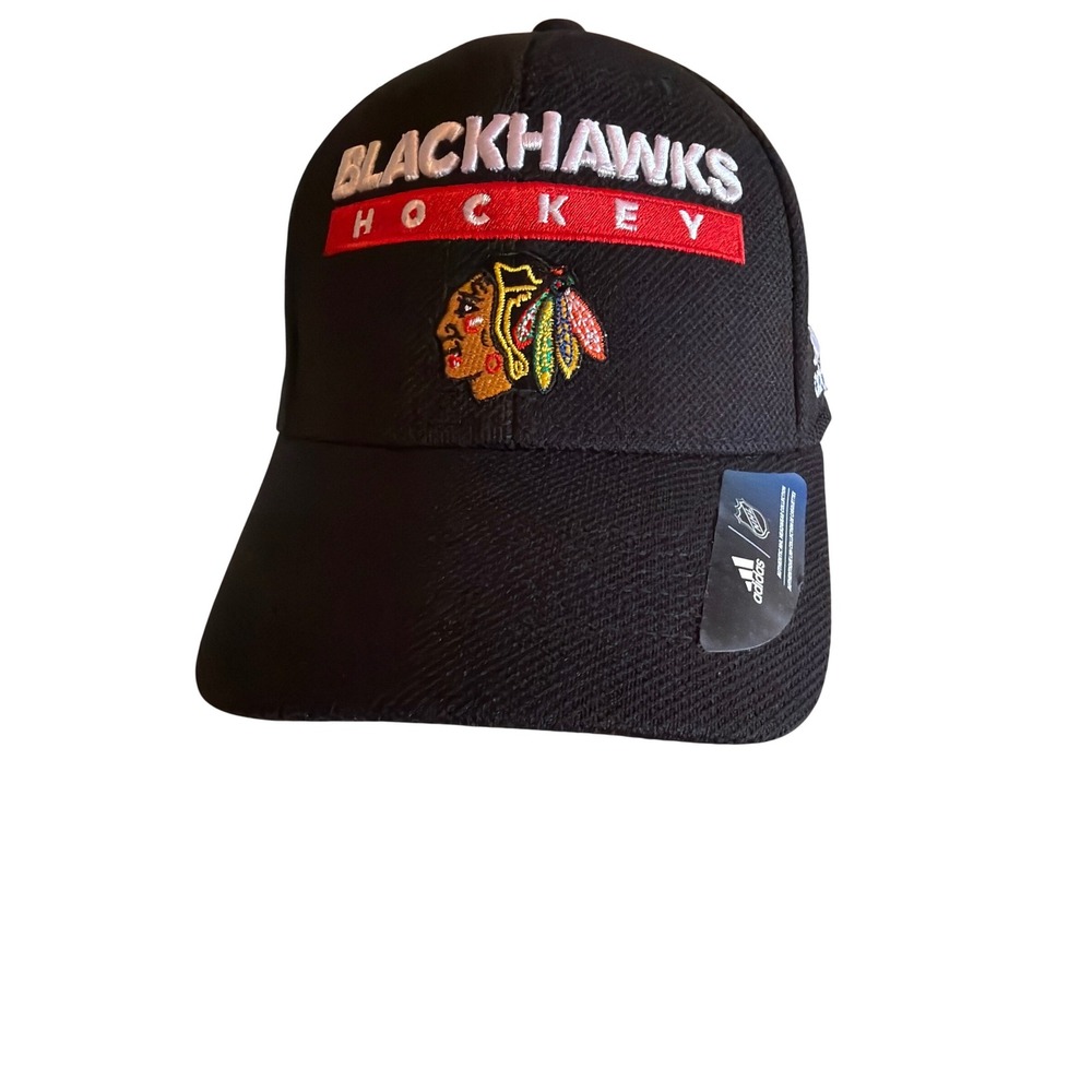 Adidas Chicago Blackhawks Hockey Flex Fit Cap LXL Black NHL